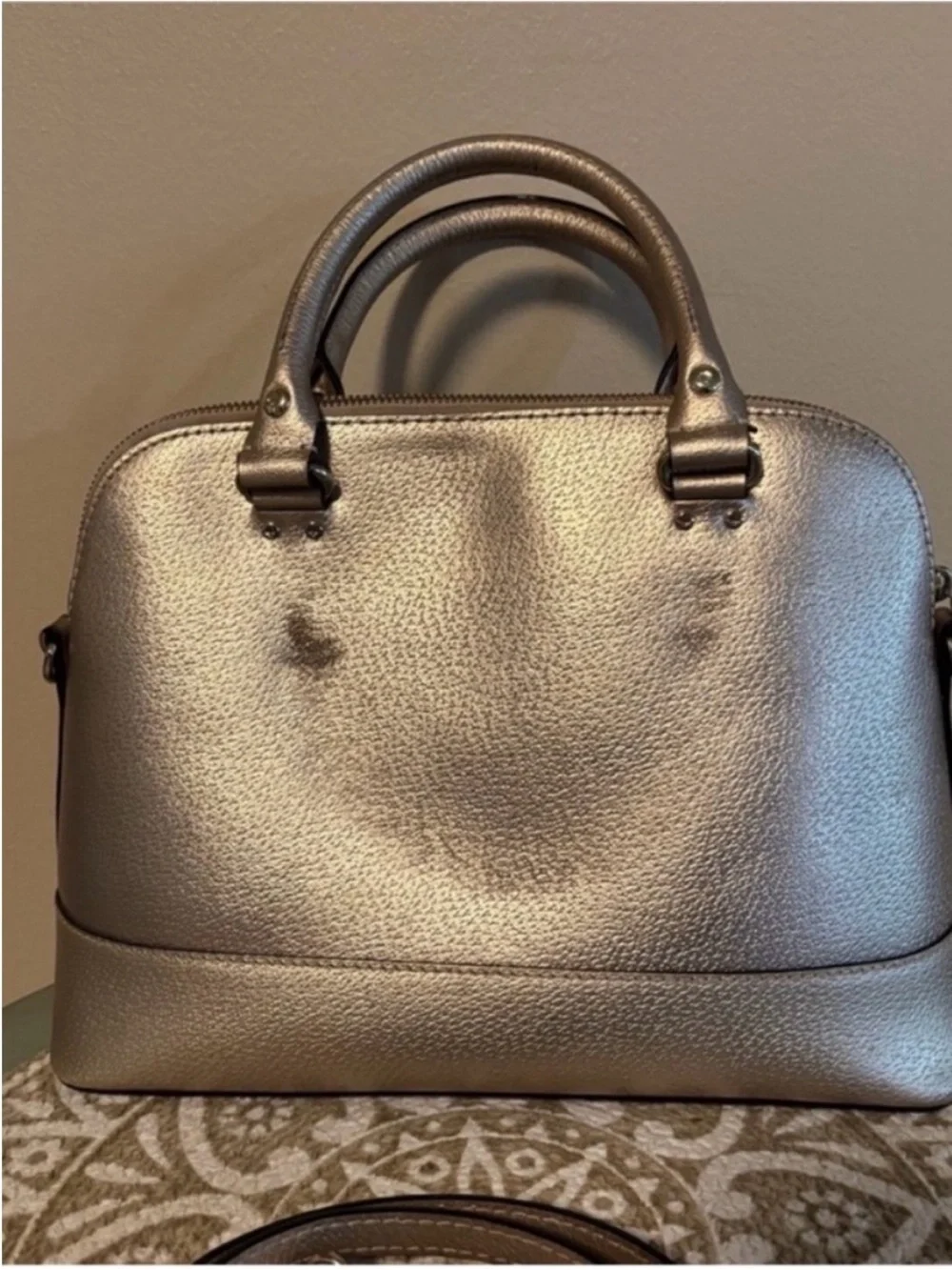 Kate Spade Metallic Golden Dome Handbag with Removable Strap